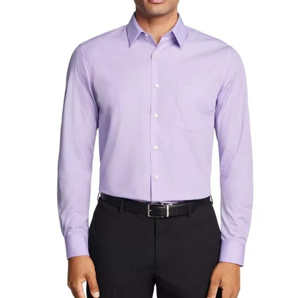 NWT Van Heusen Dress Shirt Men's 22 35/36 Purple Poly Cotton Tall Fit